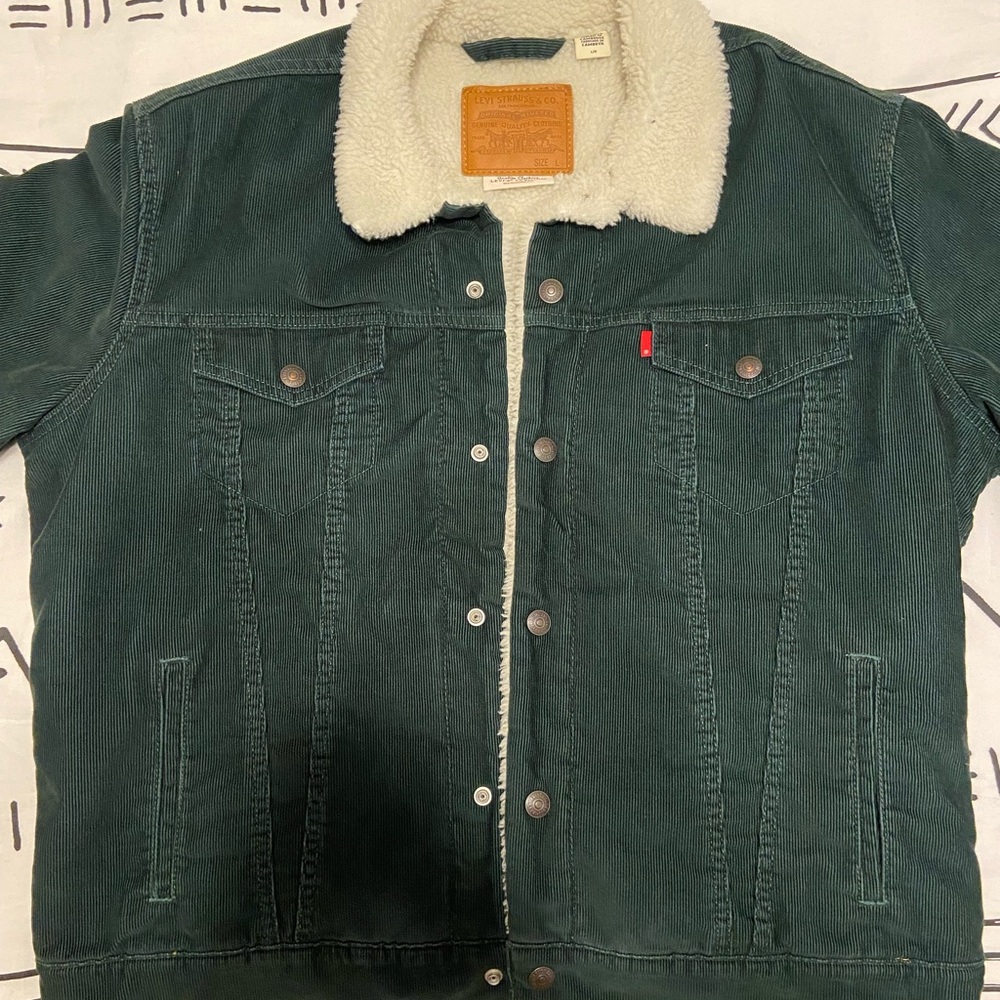 Levi’s Pine Green Corduroy Sherpa Lined Jacket - Picture 3 of 4